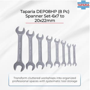 Taparia 8 Pcs Double Ended Open Jaw Spanners Set (Hanger Packing), DEP08HP