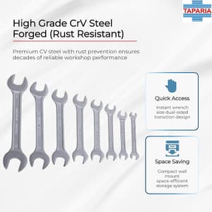 Taparia 8 Pcs Double Ended Open Jaw Spanners Set (Hanger Packing), DEP08HP