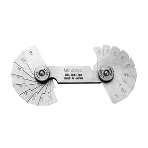 Mitutoyo 0.4 - 6 mm Radius Gauge Set (18 Pairs of Leaves), 186-110