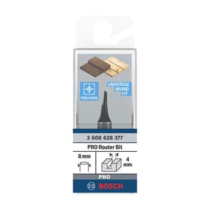 Bosch 4 mm Pro Router Straight Bit (1 Flute), 2 608 628 377