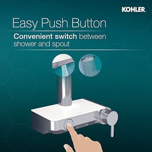 Kohler Toobi Push Button Bath & Shower Mixer Diverter In Polished Chrome Finish, K-23147IN-4-CP