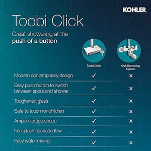 Kohler Toobi Push Button Bath & Shower Mixer Diverter In Polished Chrome Finish, K-23147IN-4-CP