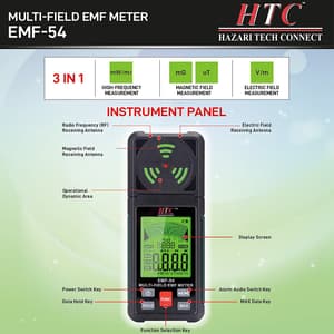HTC 0.01 - 200.0uT / 0.1 - 2000mG Multi Field EMF Tester, EMF-54