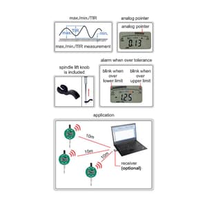 Insize 0 - 12.7 mm / 0.5 inch Wireless Digital Indicator with Flat Back, 2509-10FWL