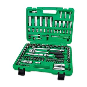 Toptul 108 Pcs Professional Grade 1/4 & 1/2 Inch Sq. Drive 6PT Flank Socket Set, GCAI108R