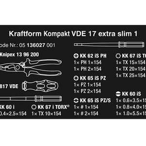 Wera 17 Pcs Kraftform Kompakt VDE 17 Extra Slim 1, 05136027001