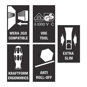 Wera 17 Pcs Kraftform Kompakt VDE 17 Extra Slim 1, 05136027001