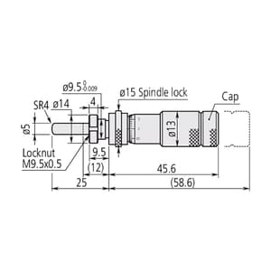 Mitutoyo 0 - 13 mm Standard-type Zero Adjustable Small Micrometer Head with Clamp Nut & Spindle Lock, 148-854