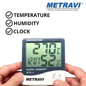 Metravi -50°C - 70°C Digital Temperature & Humidity (Thermo-Hydro) Meter, HTC-01