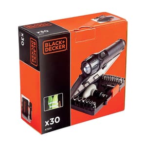 Black+Decker 30 Pcs Fastening Screwdriver Bit Set With LED Flashlight & High Visibility Vest, A7224-XJ