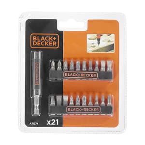 Black+Decker 21 Pcs Screwdriver Bit Set With Magnetic Drive Guide, A7074-XJ