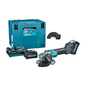 Makita 40Vmax XGT BL 125 mm (5") Cordless Angle Grinder with Rapid Charger & 2 Pcs 4.0Ah Batteries, GA047GM201