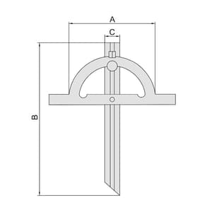 Insize 100 x 150 mm Carbon Steel Protractor, 4797-100
