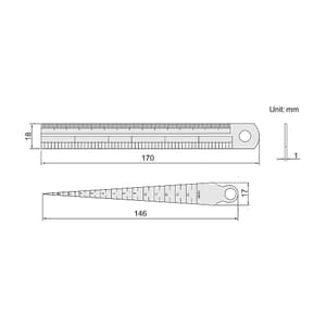 Insize 0.8 - 15 mm Taper Gauge with Steel Ruler, 4829-1