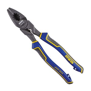 Irwin 9.25 inch / 235 mm High Leverage Lineman's Plier With Fish Tape Puller & Wire Crimper, 1902416