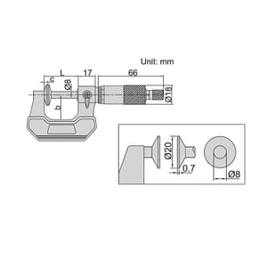 Insize 25 - 50 mm Disk Micrometer (Economic Type), 3282-50