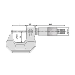Insize 0 - 25 mm Cylindrical Anvil Tube Micrometer, 3261-25BA