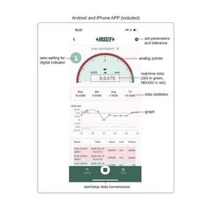Insize 12.7 mm / 0.5 inch Bluetooth Digital Centering Indicator, 2851-10