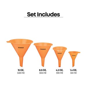 Groz 4 Pcs Plastic Funnel Set, FNL/4/ST