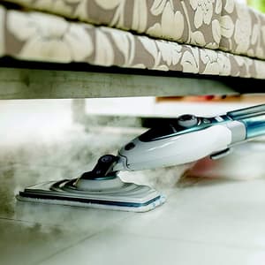Black+Decker 1600-Watt Steam Mop with Auto Select Technology & 99.9% Germ Protection (White/Blue), FSM1620-B1