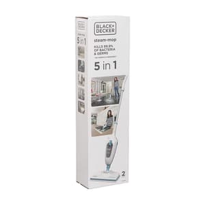 Black+Decker 1300-Watt 5-in-1 Steam Mop With 99.9% Germ Protection (White/Blue), FSMH13E5-QS