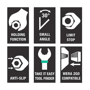 Wera 6000 Joker 4 Set 1 Set of Ratcheting Combination Wrenches, 05073290001