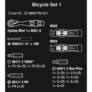 Wera 12 Pcs Bicycle Set 1, 05004170001