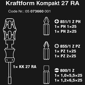 Wera 6 Pcs Kraftform Kompakt 27 RA 1 SB, 05073660001