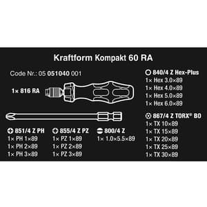 Wera 17 Pcs Kraftform Kompakt 60 RA, 05051040001