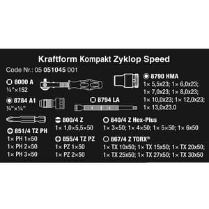 Wera 26 Pcs Kraftform Kompakt Zyklop Speed, 05051045001