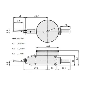 Mitutoyo 0.8 x 0.01 mm Horizontal Type Dial Test Indicator, 513-404-10A
