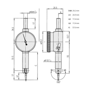 Mitutoyo 0.8 mm Pocket Type Dial Test Indicator, 513-517-10T