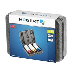Hogert 3 Pcs 1/2 Inch Impact Socket Set For Aluminum Rims, HT4R107