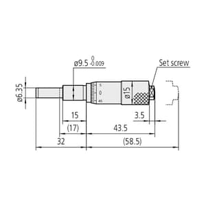 Mitutoyo 0 - 15 mm Standard-type Carbide Tipped Spindle Micrometer Head without Clamp Nut, 149-132-10