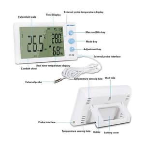Metravi -10°C - 50°C Digital Temperature & Humidity (Thermo-Hydro) Meter With External Probe, HT-12