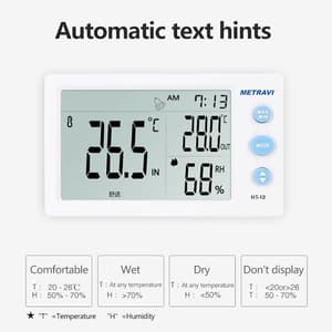 Metravi -10°C - 50°C Digital Temperature & Humidity (Thermo-Hydro) Meter With External Probe, HT-12