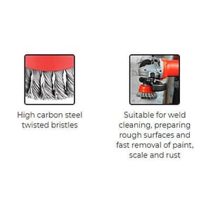 Freemans  100 mm Dia. Wire Cup Brush (Steel Twisted Bristles), WCB100-10