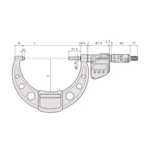Mitutoyo 5 - 6 inch / 127 - 152.4 mm Digital Micrometer With Ratchet Stop & SPC Data Output (IP65 Coolant-Proof), 293-351-30