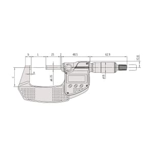 Mitutoyo 3 - 4 inch / 76.2 - 101.6 mm Digital Micrometer With Ratchet Stop & Without SPC Data Output (IP65 Coolant-Proof), 293-343-30