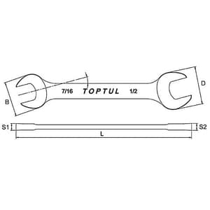Toptul 3/8 x 7/16 Inch Double Open End Wrench (Mirror Polished), ACAJ1214