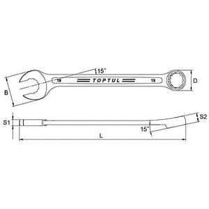Toptul 17 mm 15° Offset Super-Torque Dynamic Combination Wrench (Satin Chrome Finished), AAEQ1717