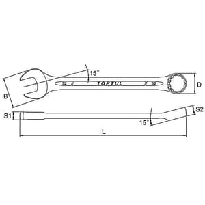 Toptul 36 mm 15° Offset Standard Combination Wrench (Satin Chrome Finished), AAEB3636