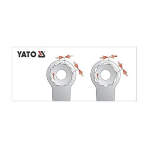 Yato 8 Pcs, (6 x 7 mm - 20 x 22 mm) Bi-Hexagonal Ring Spanner Set, YT-0396