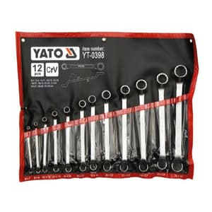 Yato 12 Pcs, (6 x 7 mm - 30 x 32 mm) Bi-Hexagonal Ring Spanner Set, YT-0398