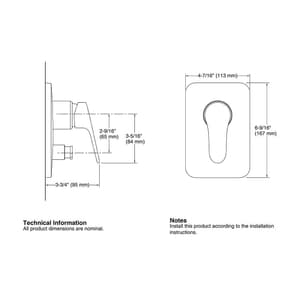 Kohler Accliv 40 mm AT235 Slim Recessed Bath & Shower Trim With Single Handle In Polished Chrome Finish, K-33111IN-4FP-CP