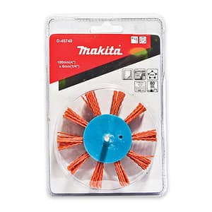 Makita 100 mm  Dia. x 6 mm Shank Nylon Flap Brush for Drill (Coarse), D-45749