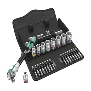 Wera 29 Pcs 8100 SB 6 Zyklop Speed Ratchet Set 3/8" Drive Metric, 05004046001