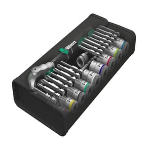 Wera 29 Pcs 8100 SB 6 Zyklop Speed Ratchet Set 3/8" Drive Metric, 05004046001