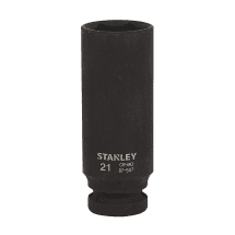 Stanley 12 mm - 21 mm, 1/2 Inch Sq. Drive Impact Deep Sockets 6 Point