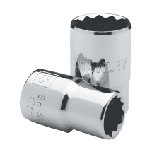 Stanley 8 mm - 34 mm, 1/2 Inch Sq. Drive Standard Sockets (BI-Hex) 12 Point